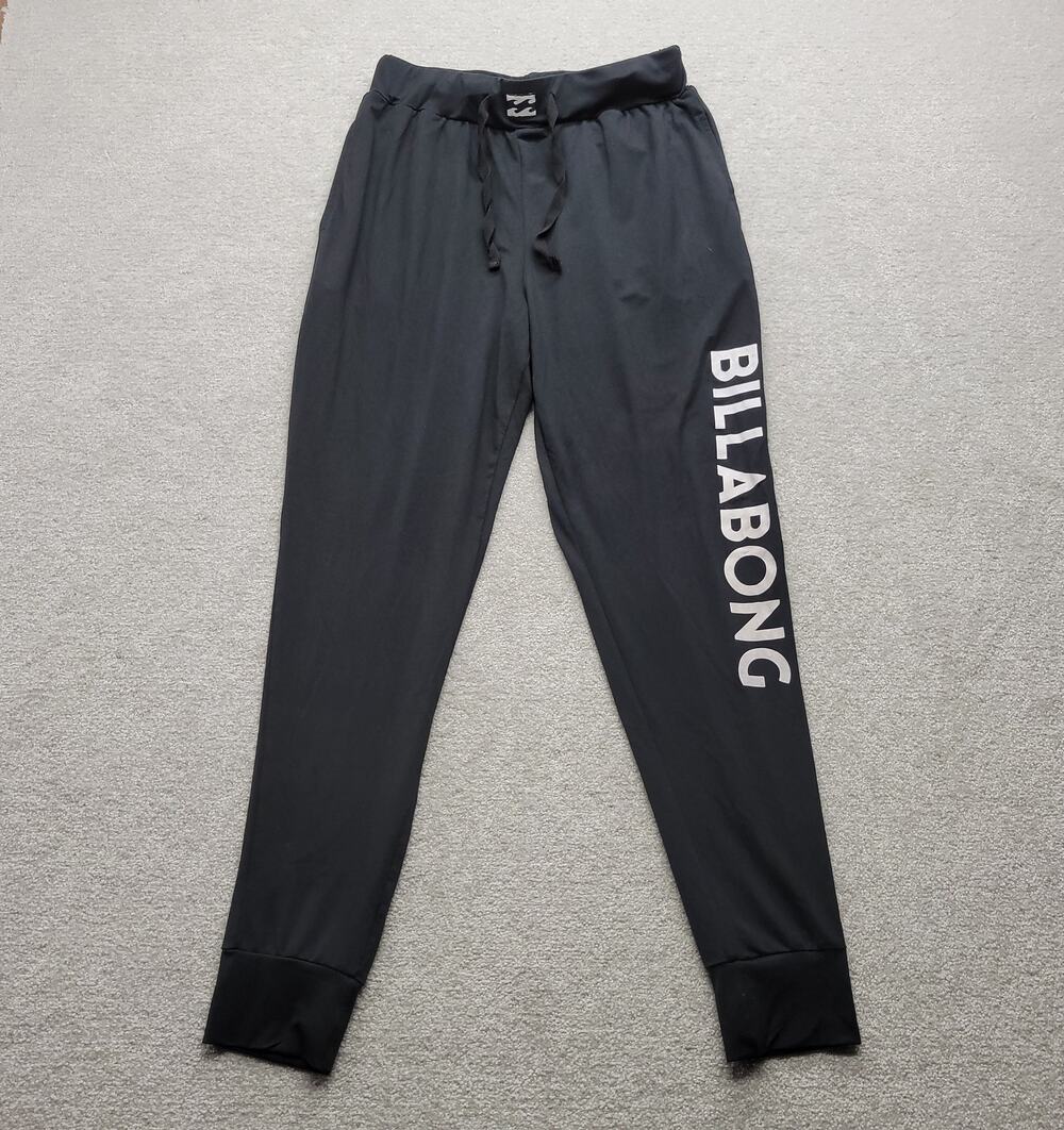 Billabong Womens Small Black Lounge Jogger Pants Logo Stretch Loungewear